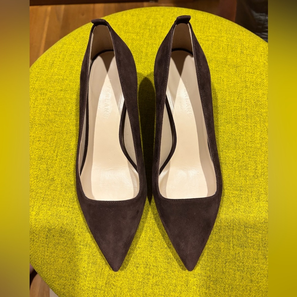 Everlane Dark Brown Suede Kitten Heels